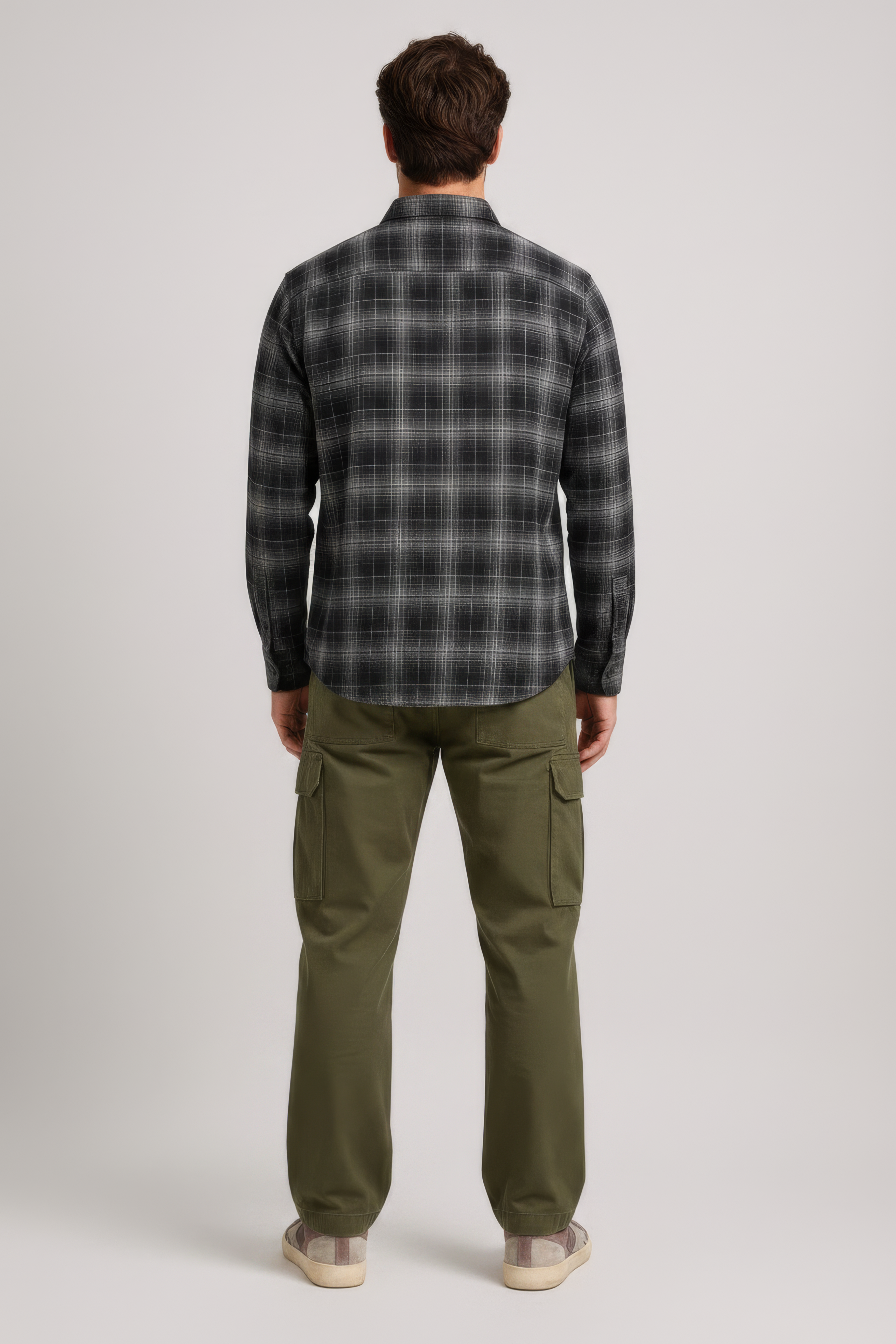 Men’s Coffee Check Oxford Cotton Full-Sleeve Shirt