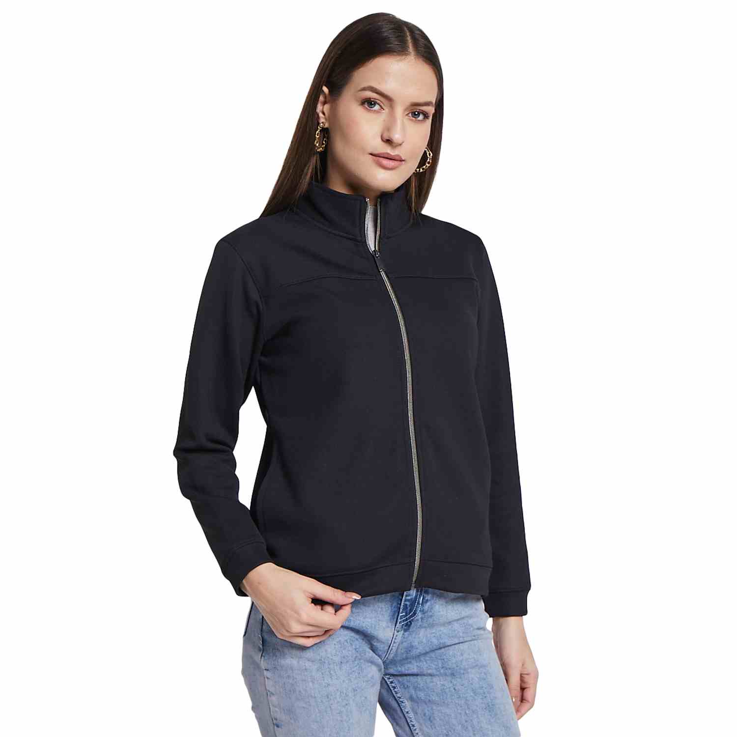 METTLE Women Mock Collar Sweatshirt