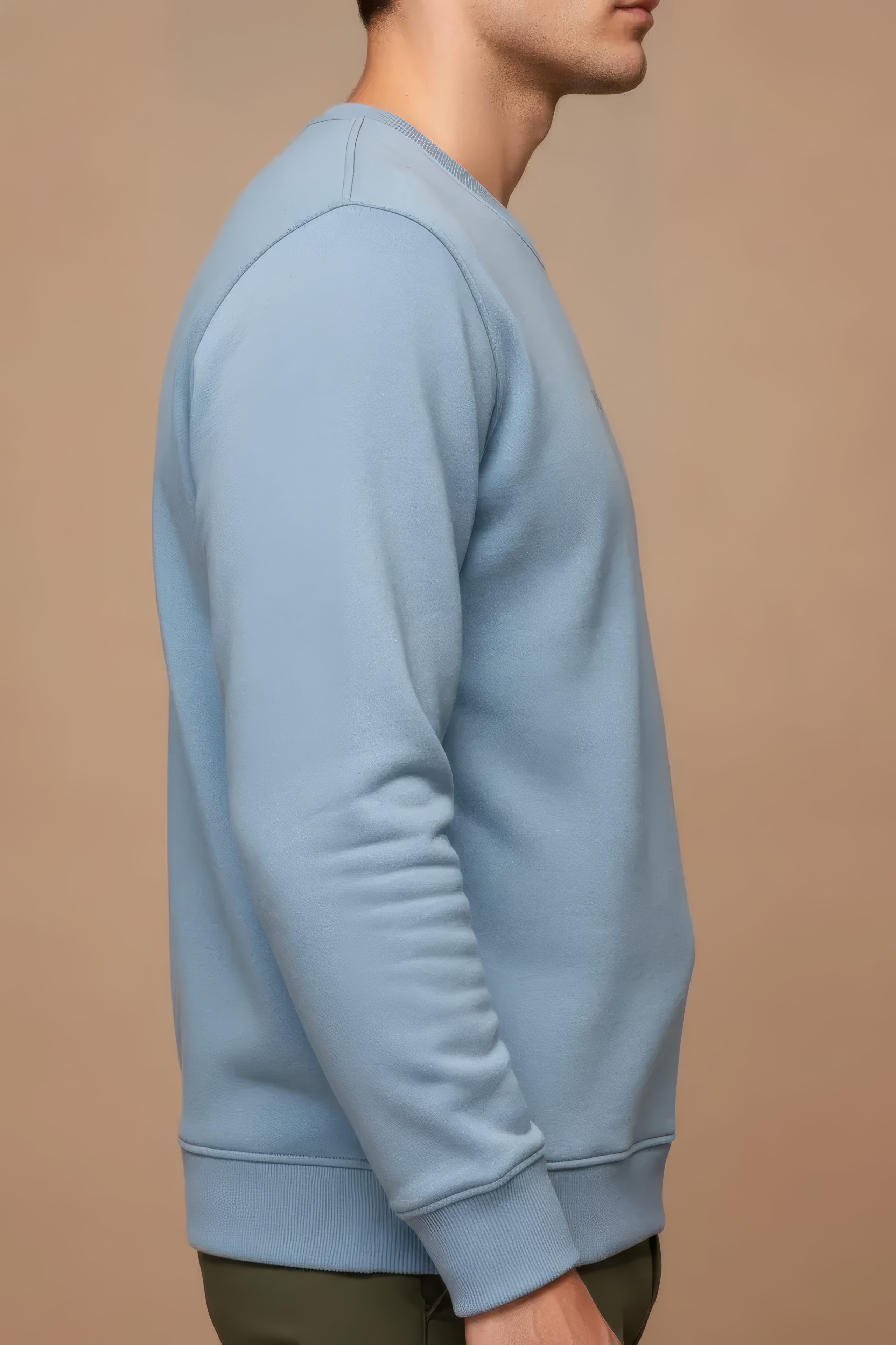 Men’s Premium Oxford Blue Crew Neck Cotton Fleece Sweatshirt