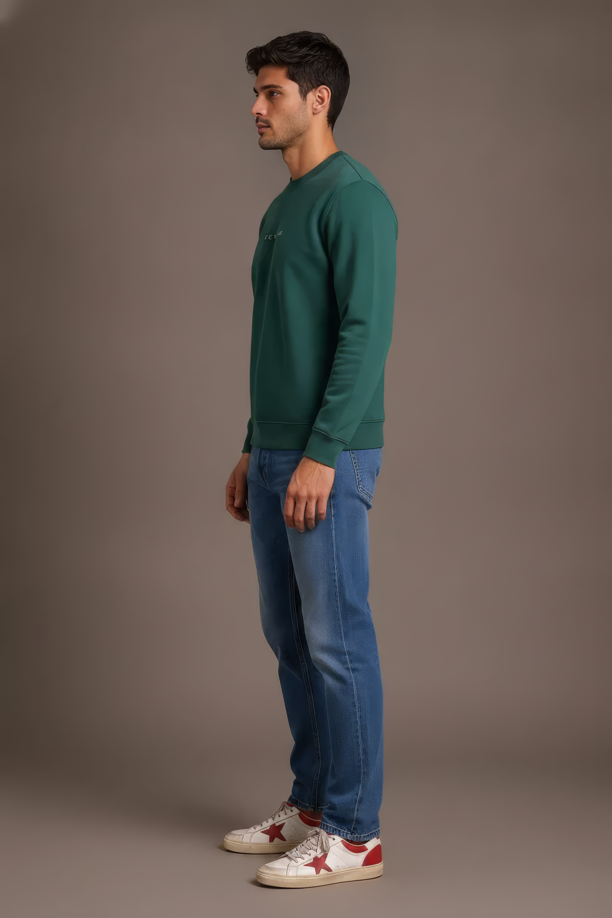 Men’s Premium Hunter Green Crew Neck Cotton Fleece Sweatshirt
