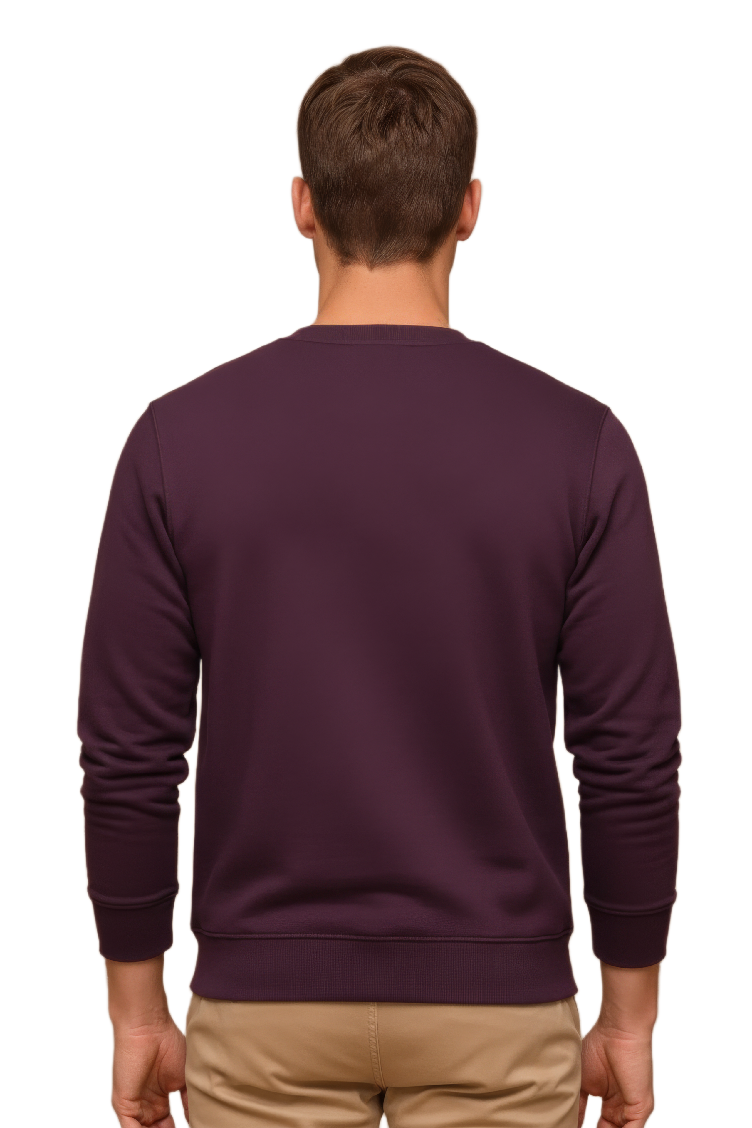 Men’s Premium Wine Crew Neck Cotton Fleece Sweatshirt