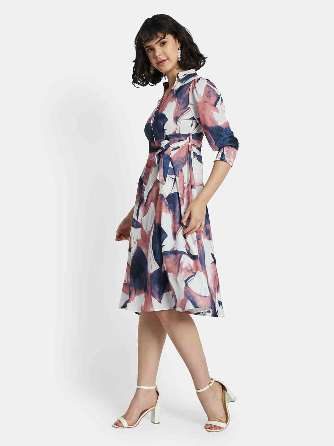 METTLE Floral Print Fit & Flare Dress