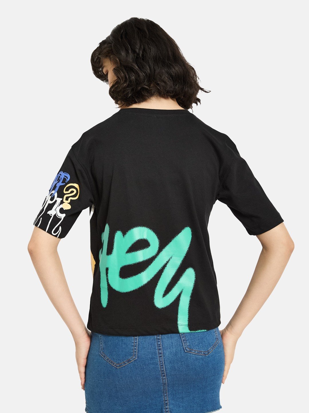 METTLE Women Graphic Printed Round Neck Cotton T-shirt