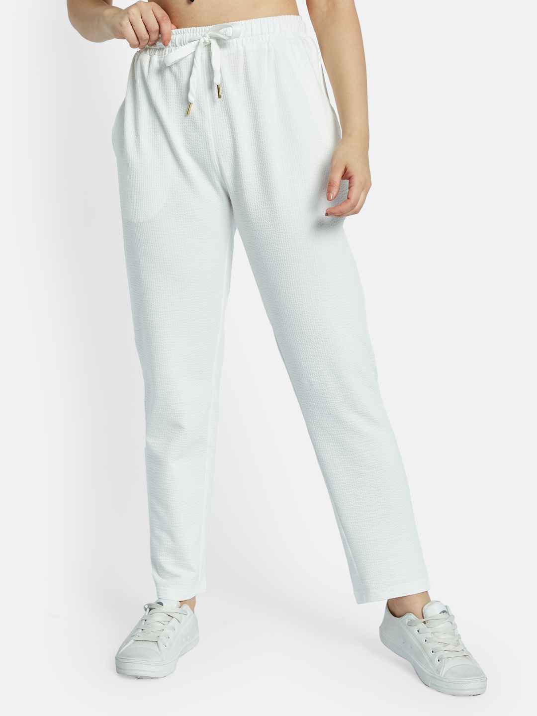 METTLE Women Textured Cotton Track Pants