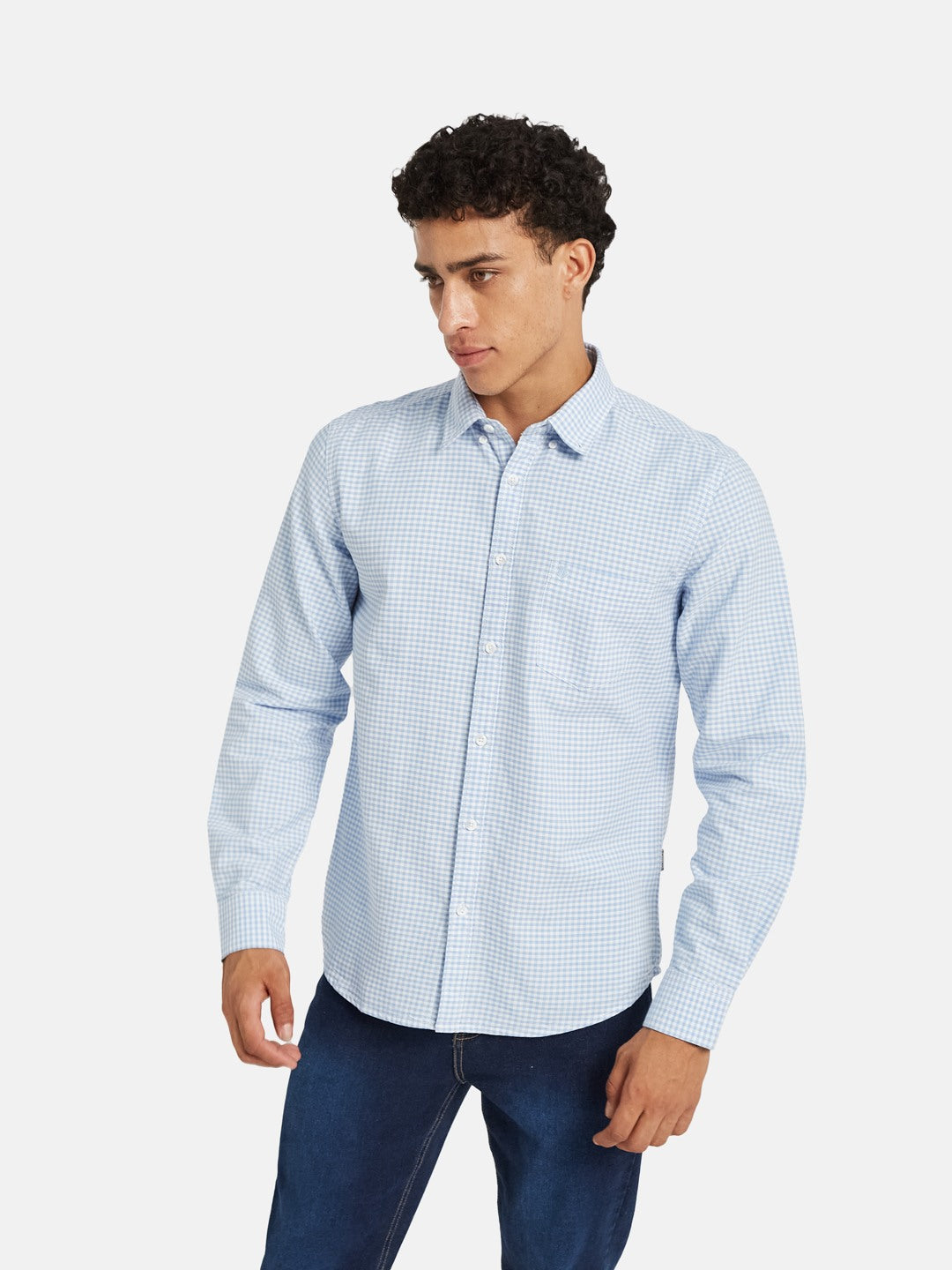 METTLE SS25 Checked Spread Collar Cotton Casual Shirt