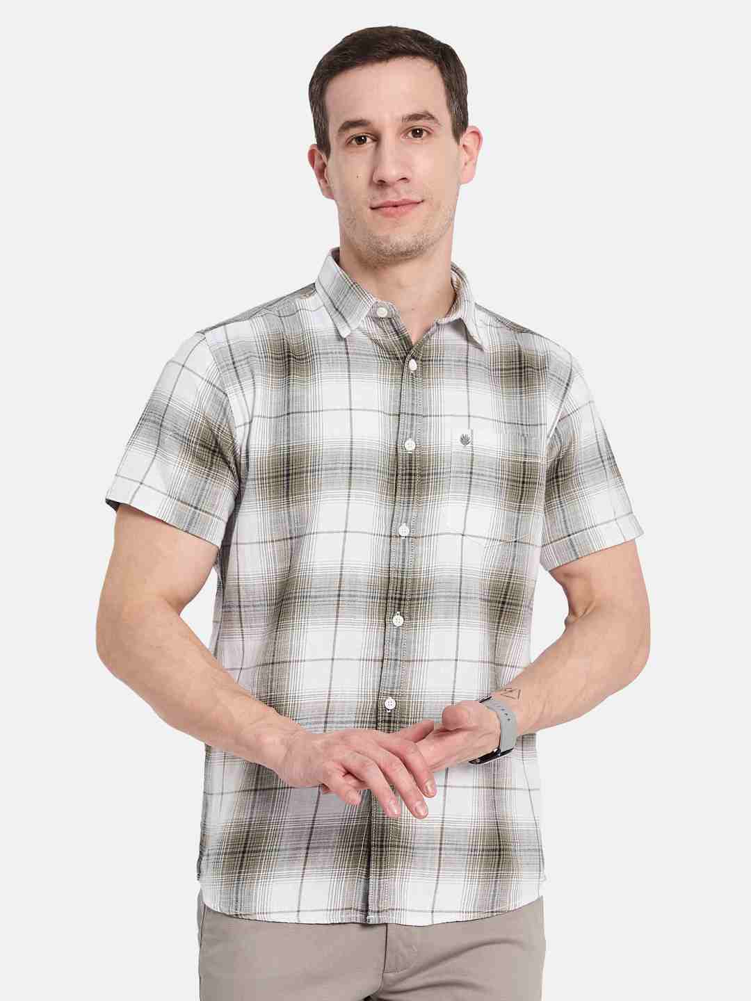 METTLE Men Opaque Checked Casual Shirt
