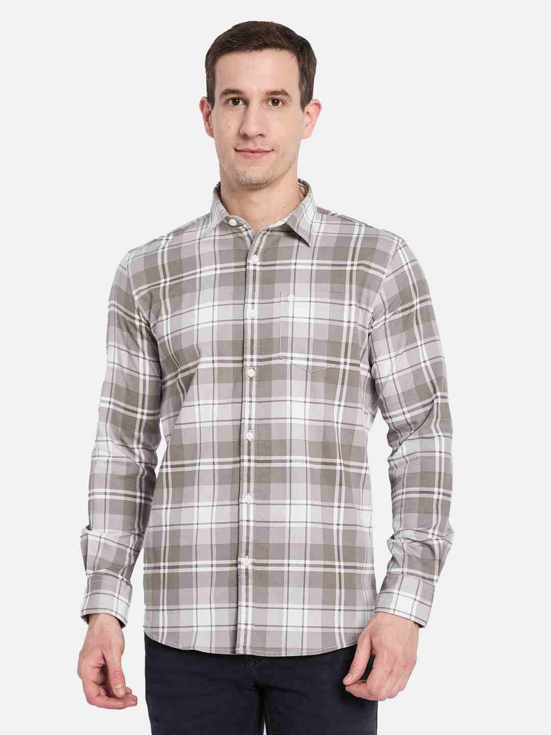 METTLE Men Opaque Checked Casual Shirt