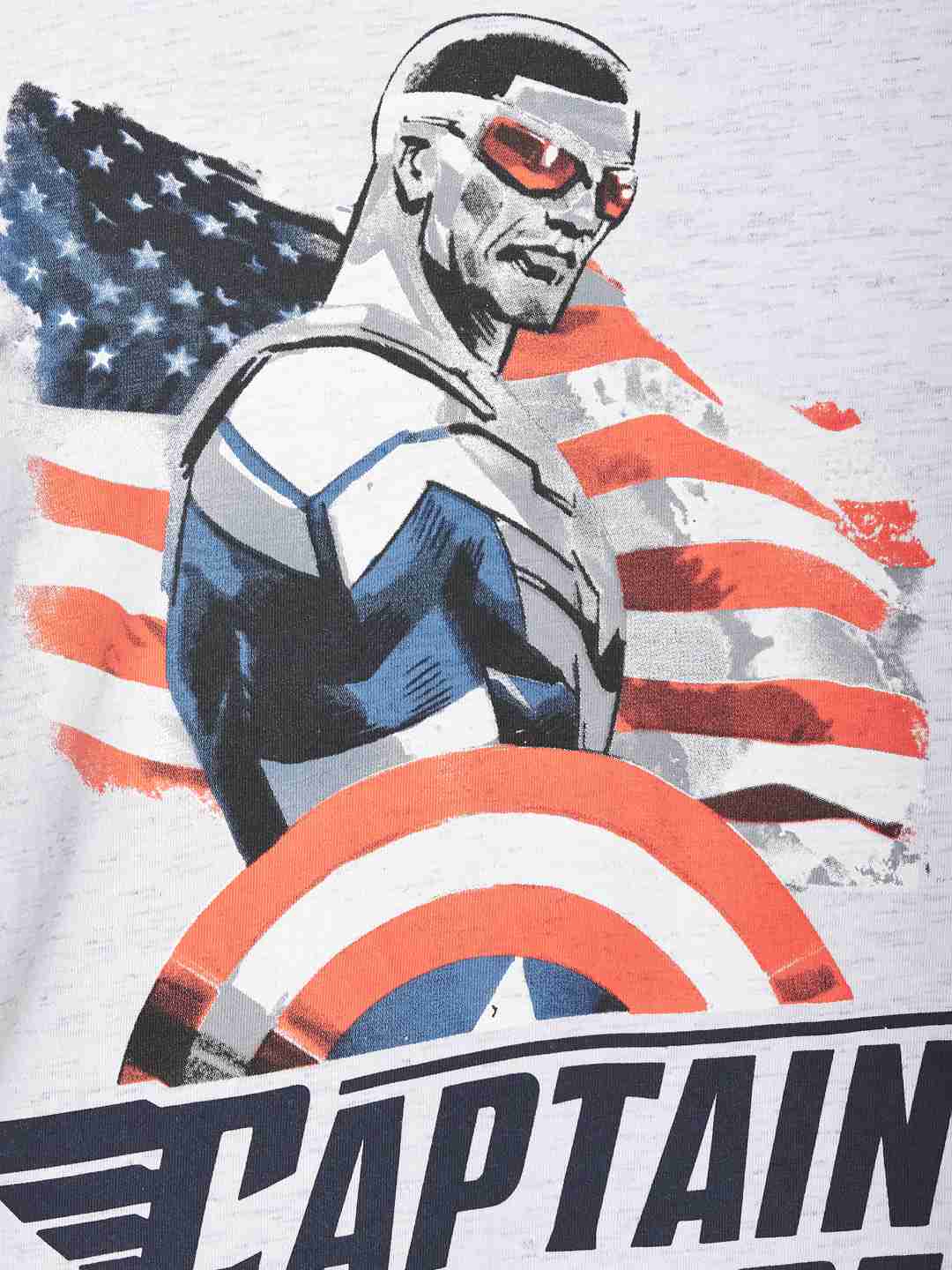 Octave Men White Typography Captain America Printed Applique T-Shirt