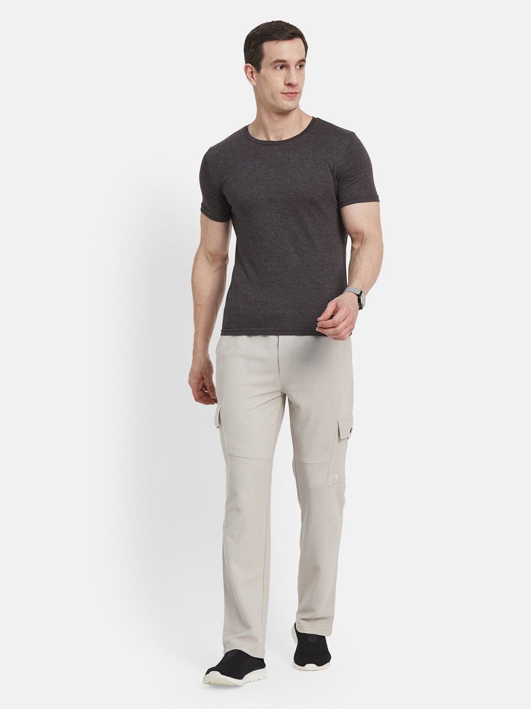 Octave Men Cotton Mid-Rise Cargo Track Pant