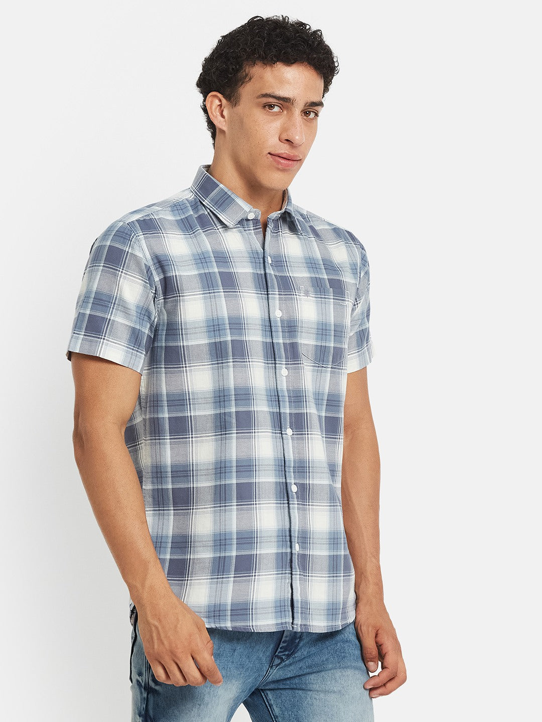 METTLE SS25 Striped Cotton Spread Collar Casual Shirt