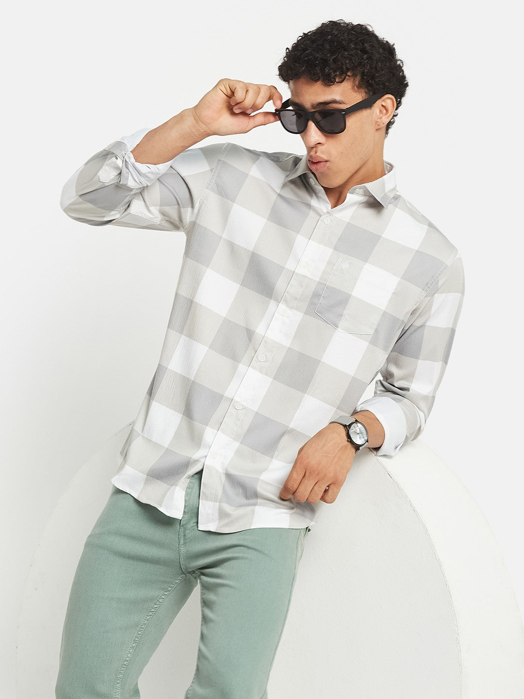 METTLE SS25 Striped Cotton Spread Collar Casual Shirt