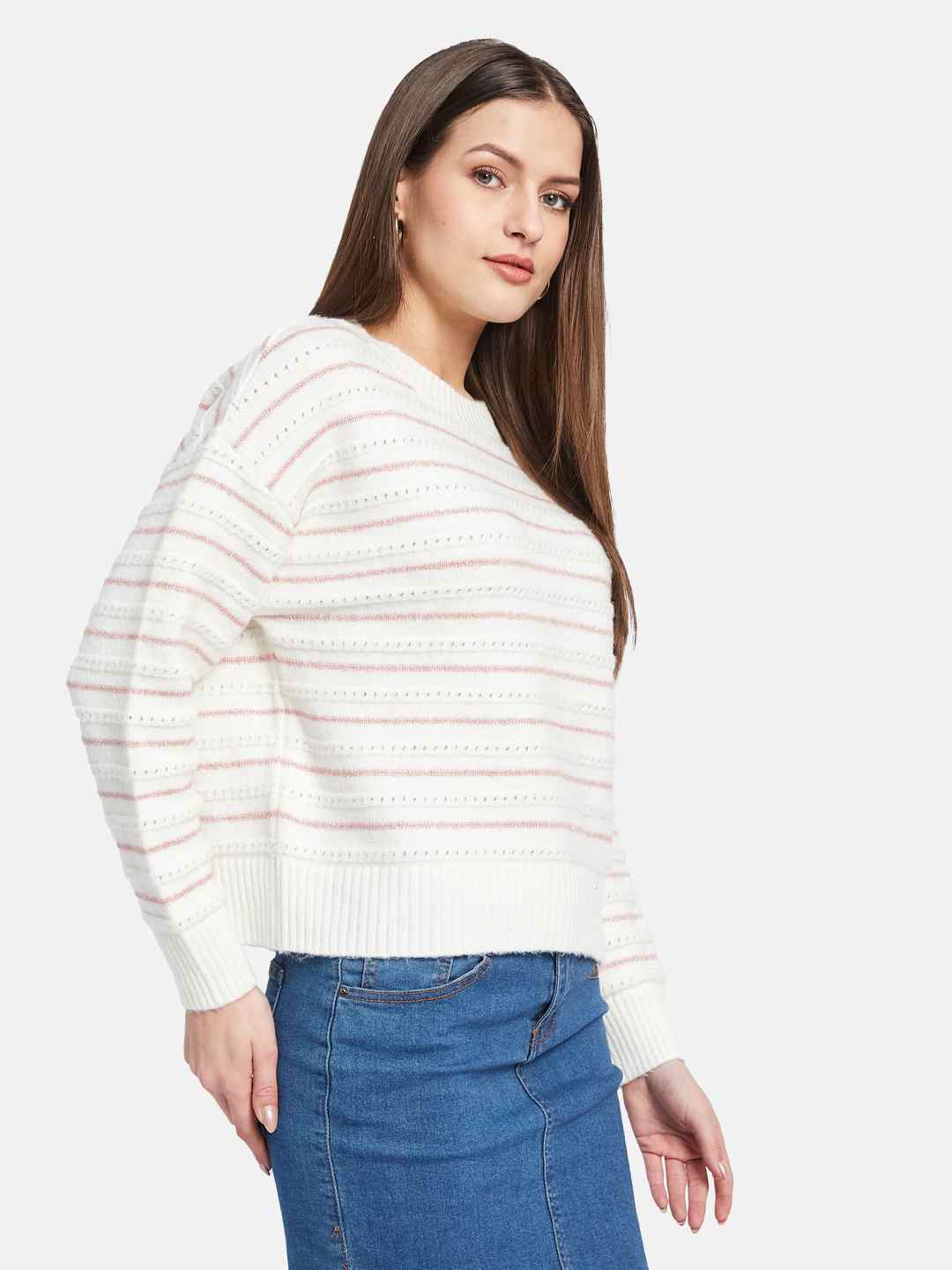 METTLE Women Striped Pullover