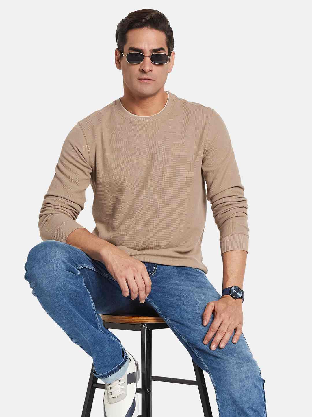 Octave Men Round Neck Long Sleeves Sweatshirt