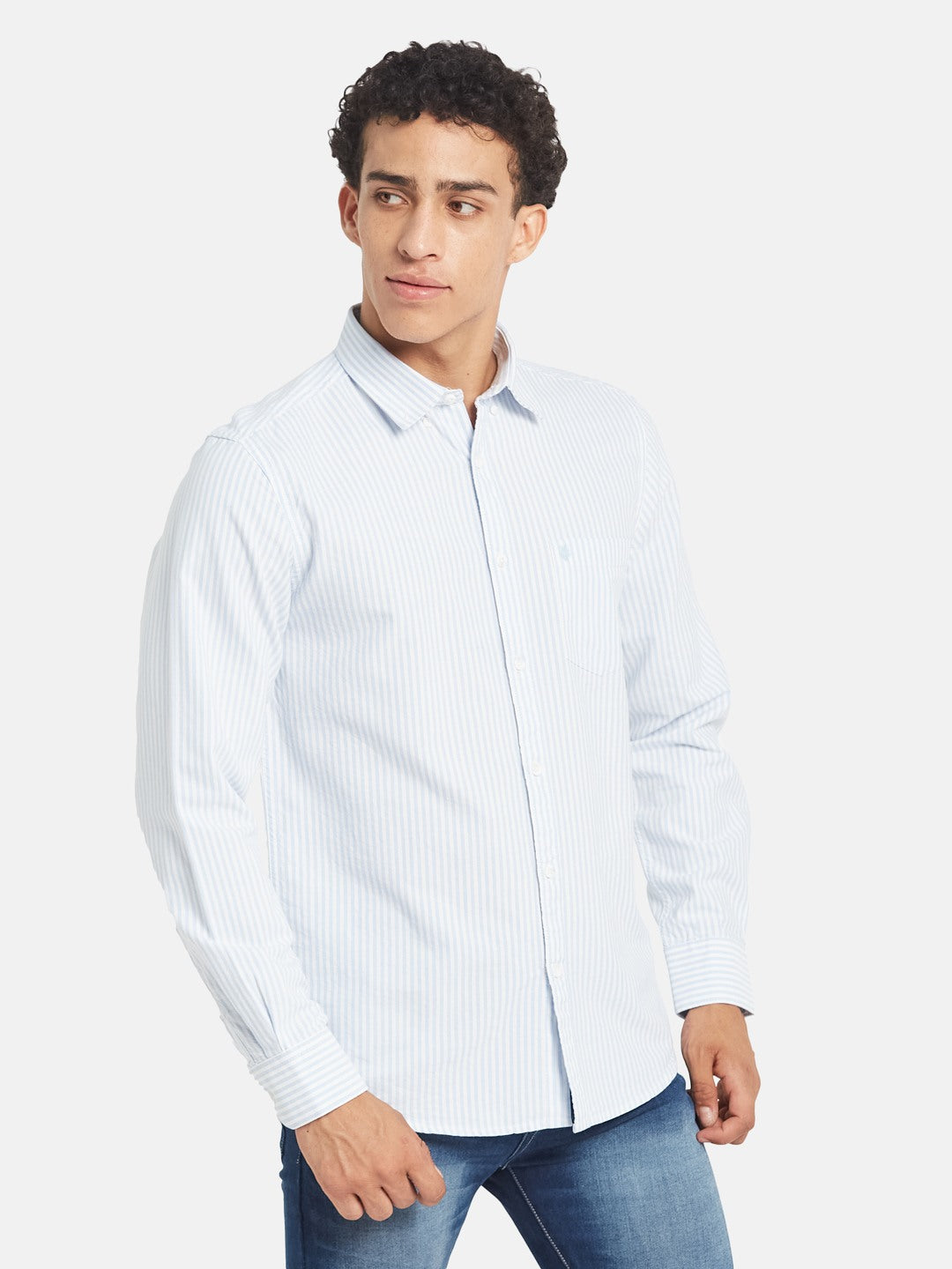 METTLE SS25 Vertical Striped Spread Collar Cotton Casual Shirt