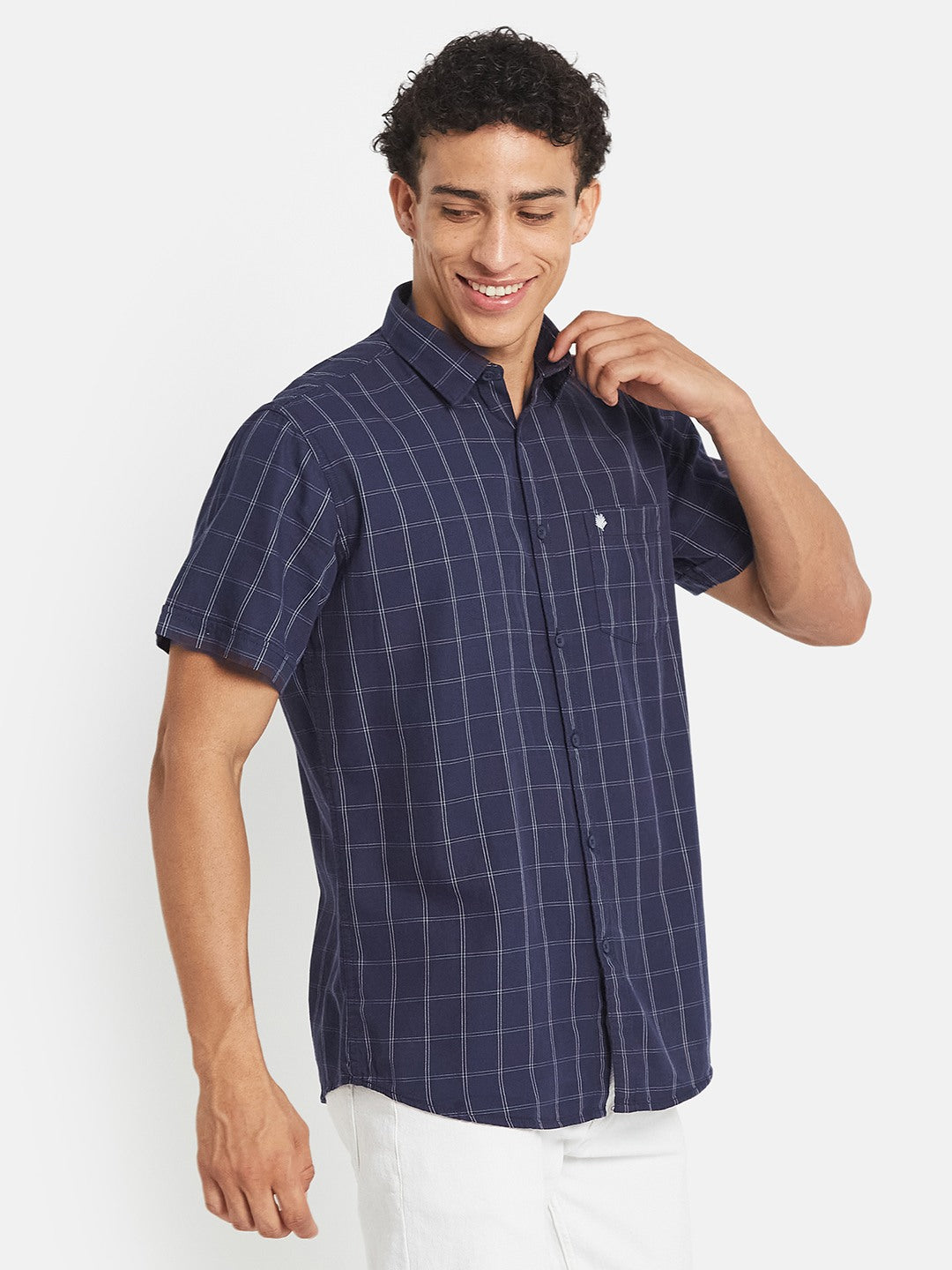METTLE Checked Short Sleeves Cotton Shirt