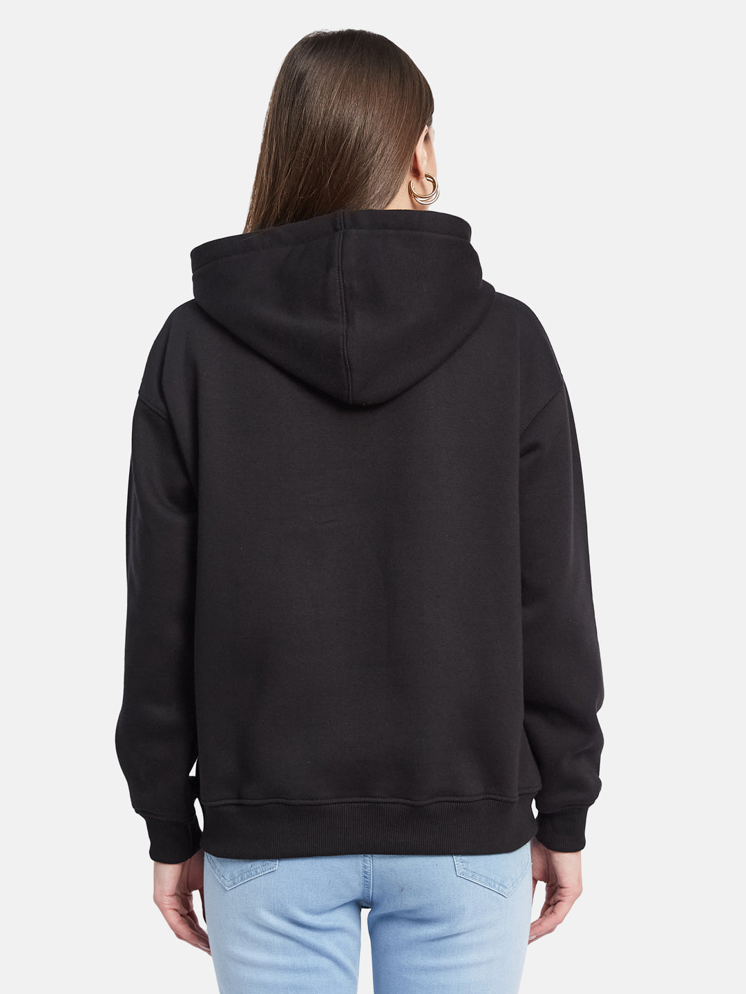 METTLE Women Printed Hooded Sweatshirt