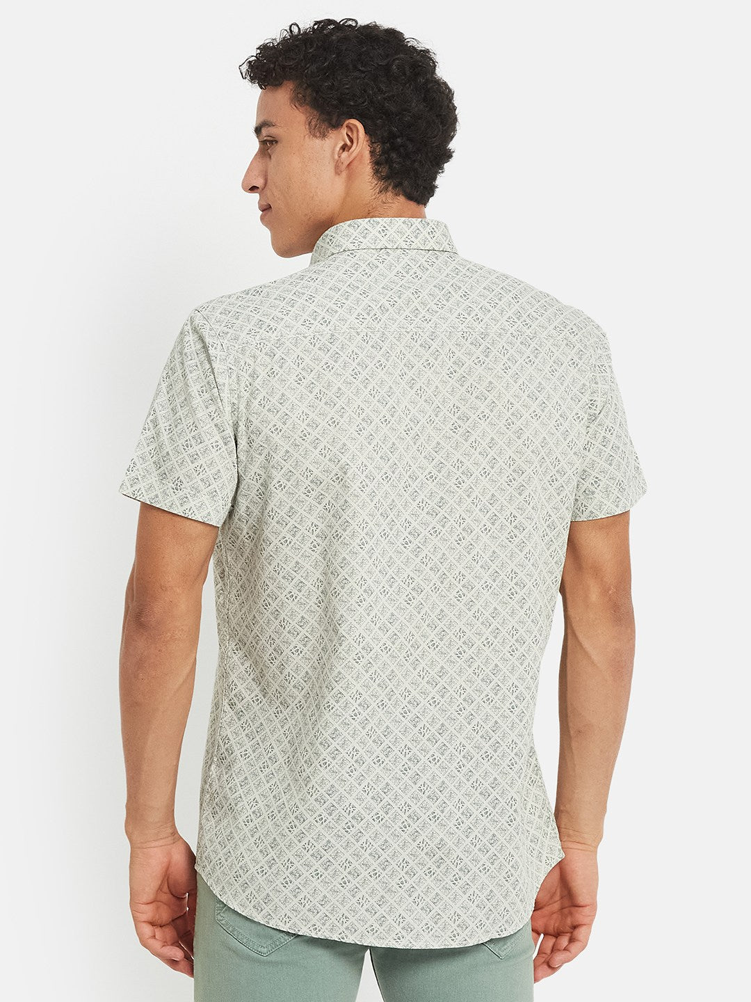 METTLE Men Graphic Printed Spread Collar Cotton Casual Shirt