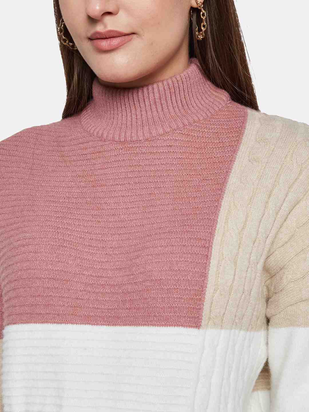 METTLE Women Colourblocked Pullover