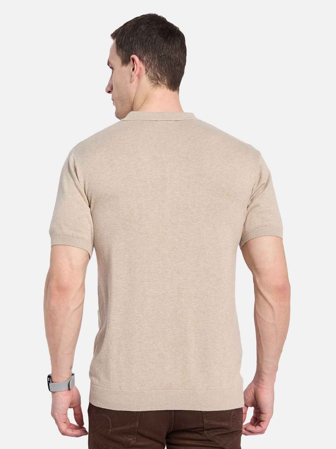 METTLE Men Striped Polo Collar T-shirt