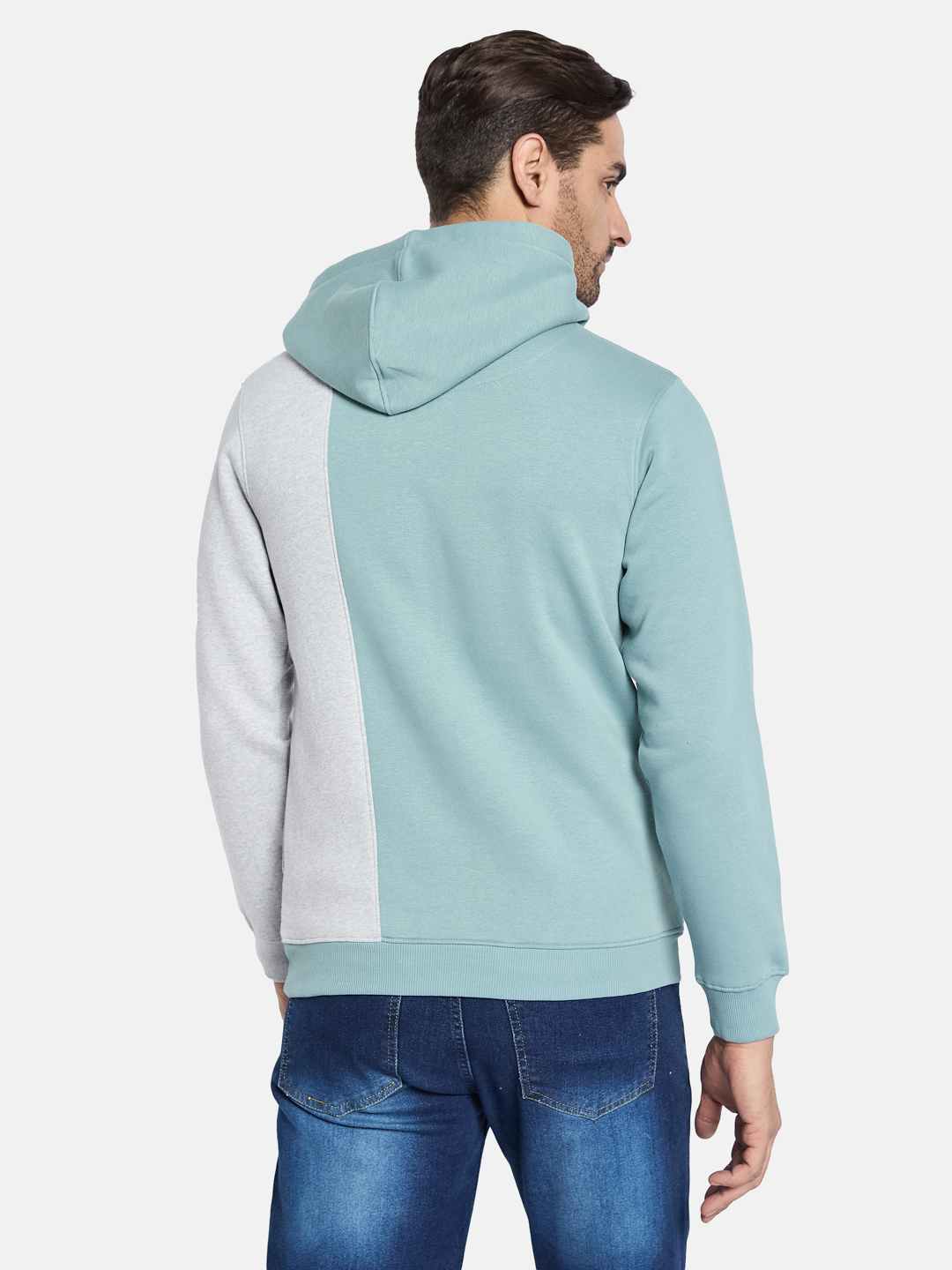 Octave Men Colourblocked Hooded Sweatshirt