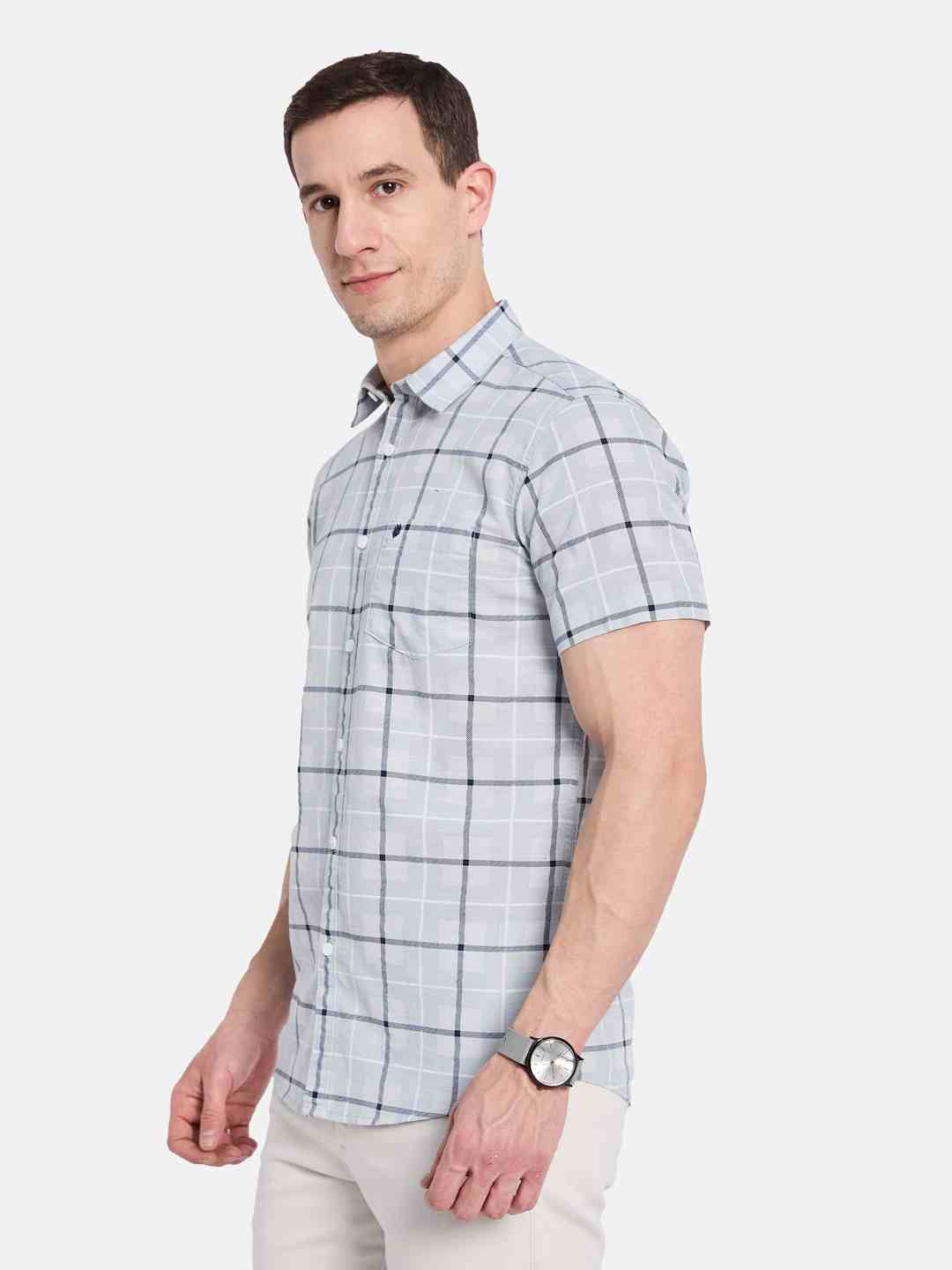 METTLE Men Opaque Checked Casual Shirt