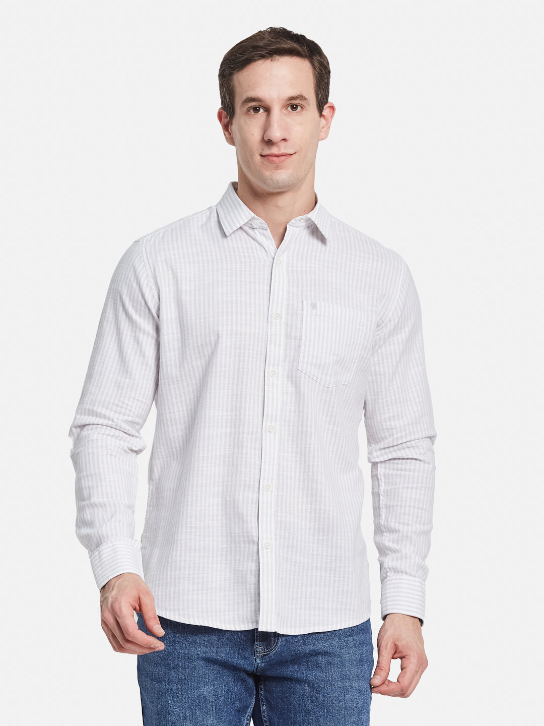 METTLE Men Multi Striped Regular Fit Casual Cotton Shirt