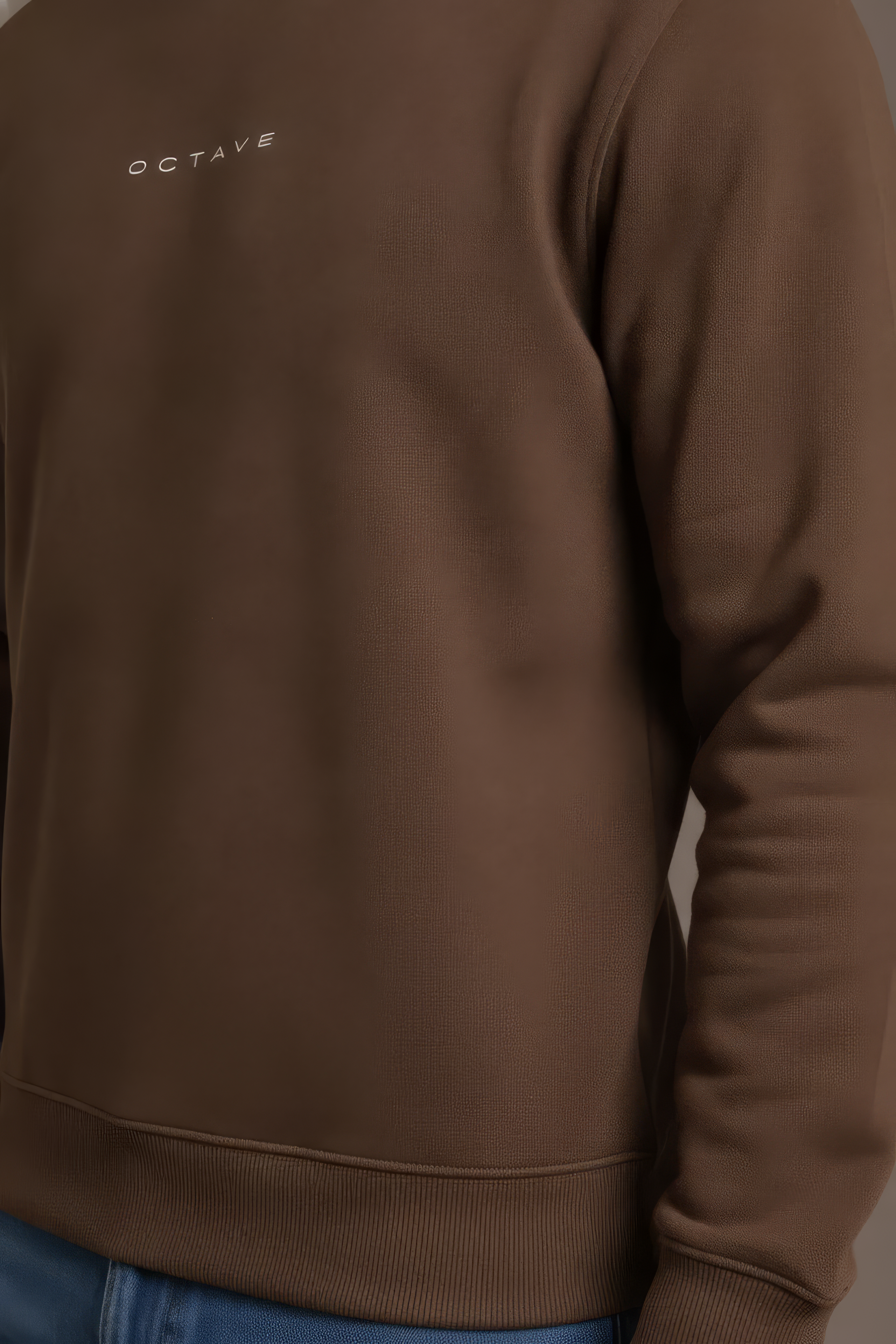 Men’s Premium Tan Crew Neck Cotton Fleece Sweatshirt