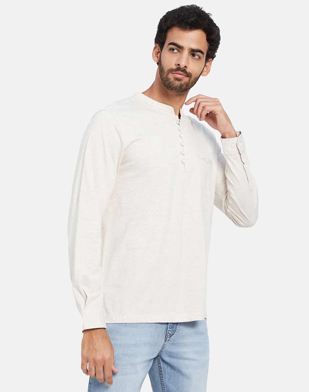 Mettle Henley Neck Cotton T-Shirt