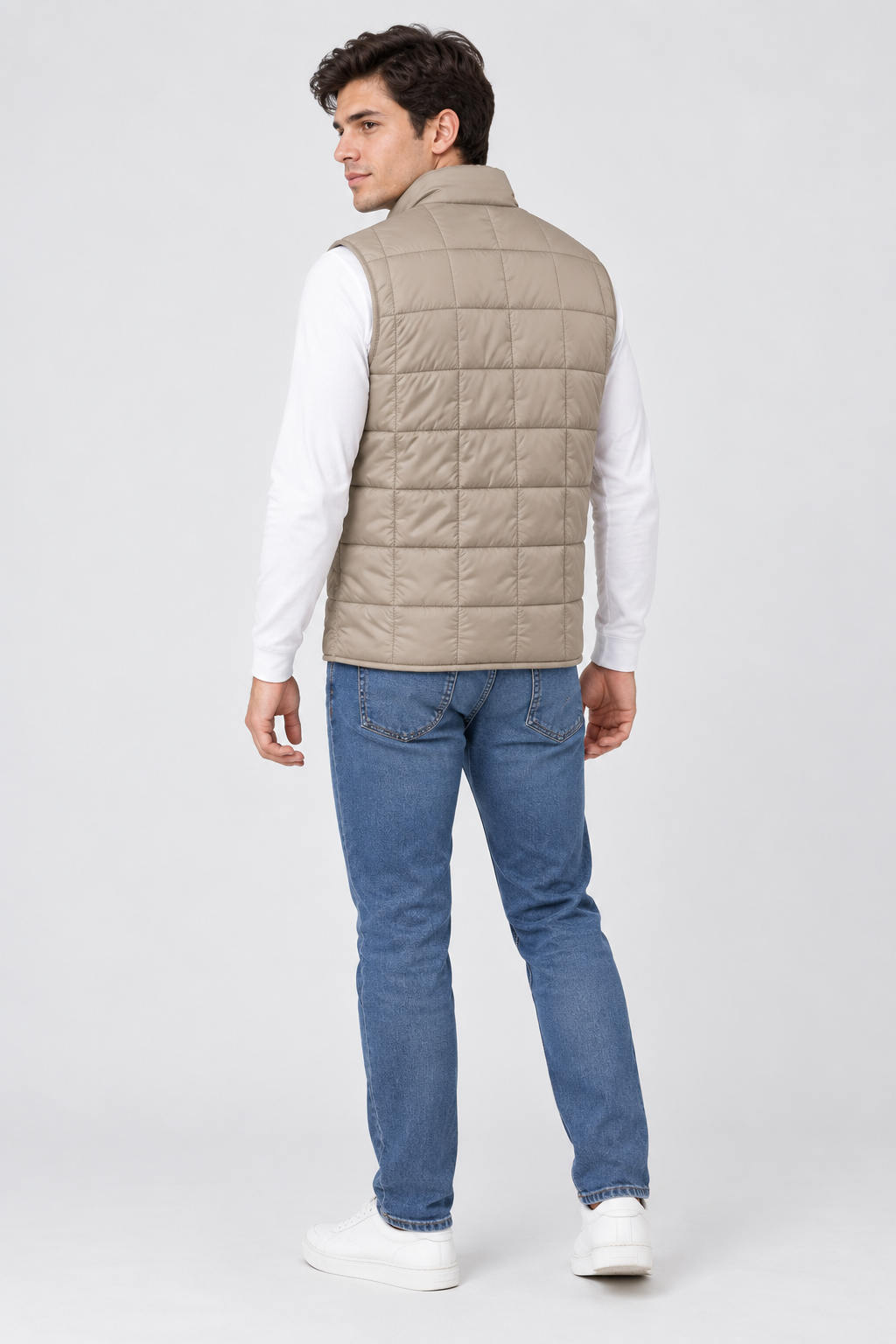 Men’s Espresso Lightweight Reversible Woven Puffer Gilet – Regular Fit Sleeveless Jacket