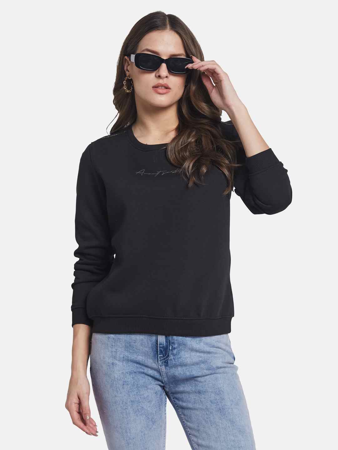 METTLE Women Round Neck Long Sleeves Sweatshirt