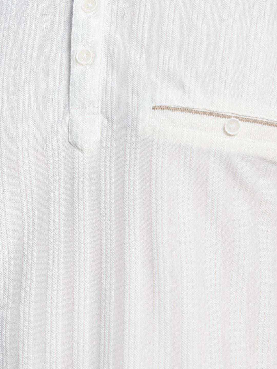 Octave Men Striped Mandarin Collar Monochrome T-shirt