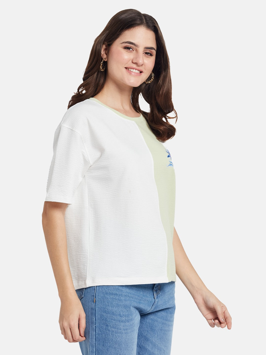 METTLE Colourblocked Round Neck Cotton T-shirt