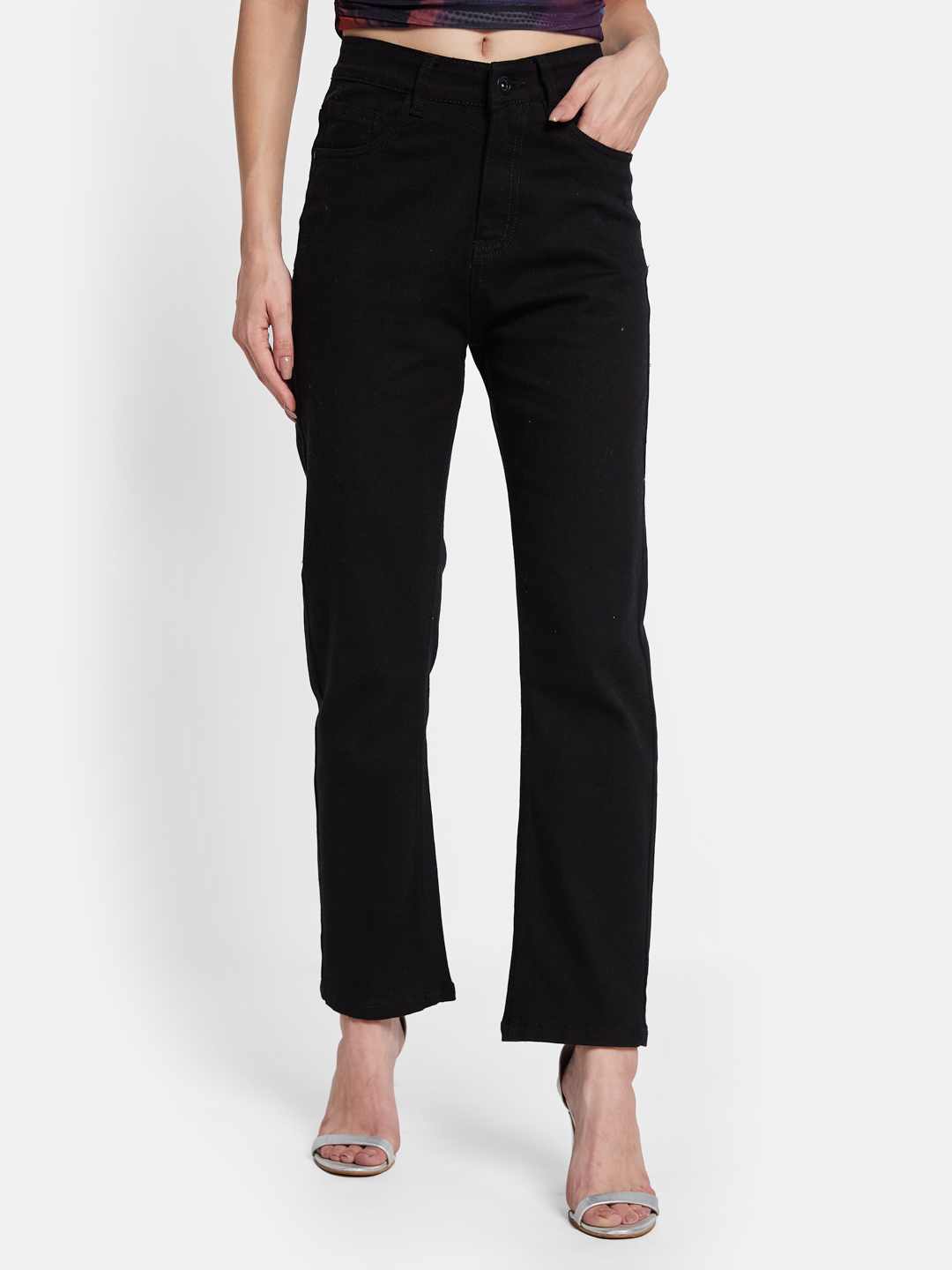 METTLE Women Straight Fit Light Fade Mid-Rise Stretchable Jeans