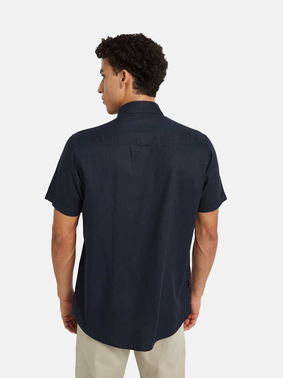 METTLE Spread Collar Cotton Short Sleeves Cotton Casual Shirt