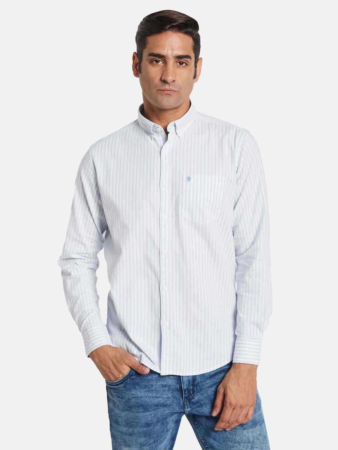 METTLE Men Multi Stripes Opaque Striped Casual Shirt