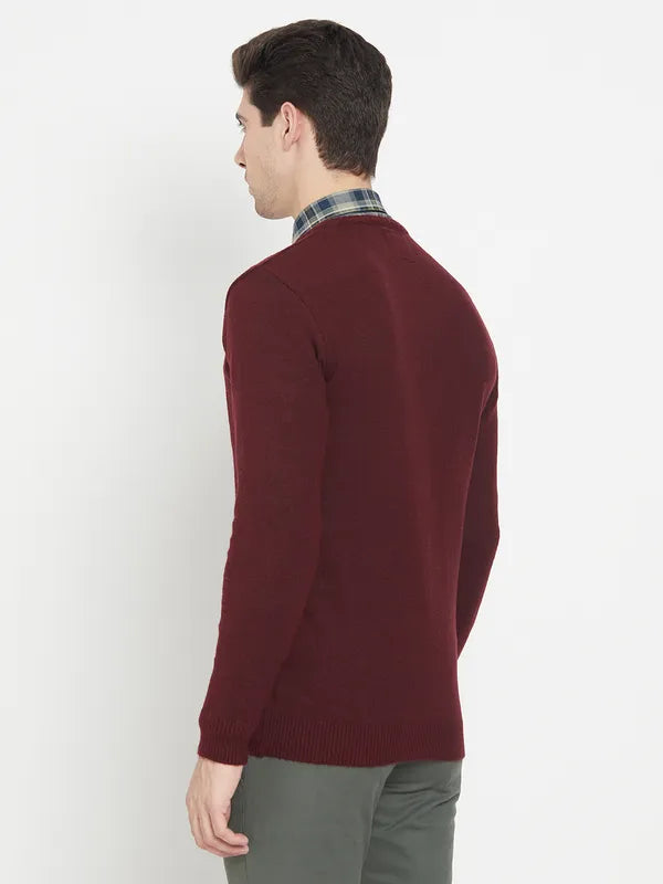 Maroon Acrylic Full Sleeve Pullover Sweater