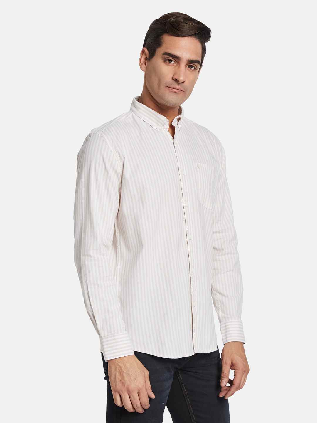 METTLE Men Multi Stripes Opaque Striped Casual Shirt