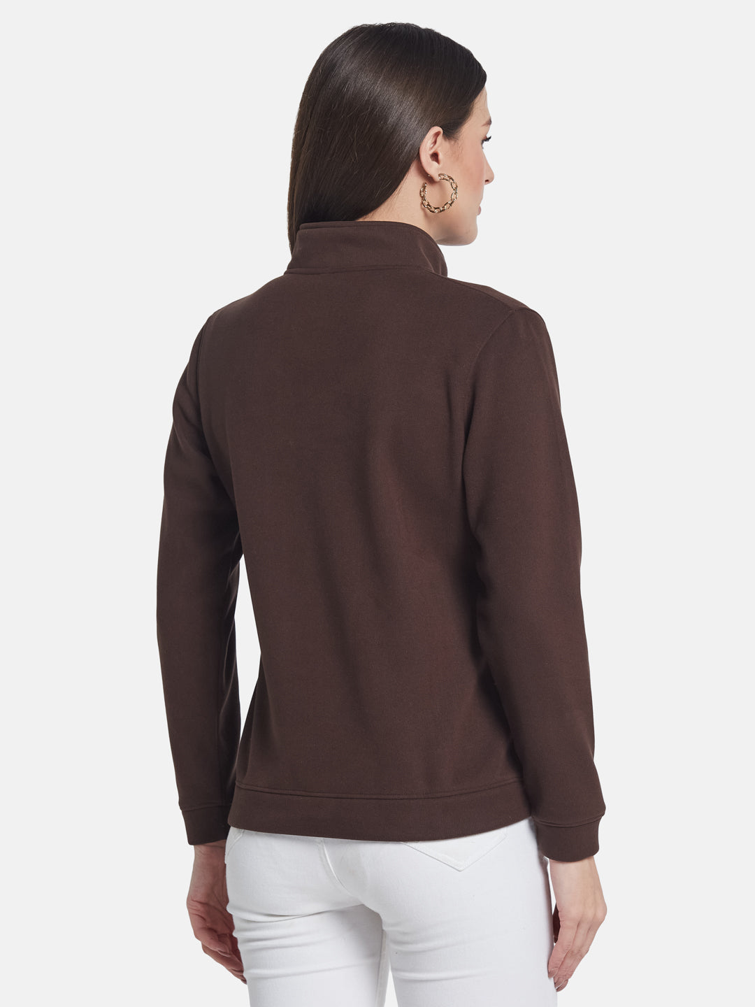 METTLE Women Mandarin Collar Long Sleeves Sweatshirt