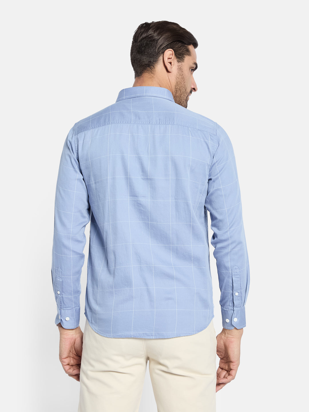 METTLE Men Spread Collar Checked Cotton Casual Shirt