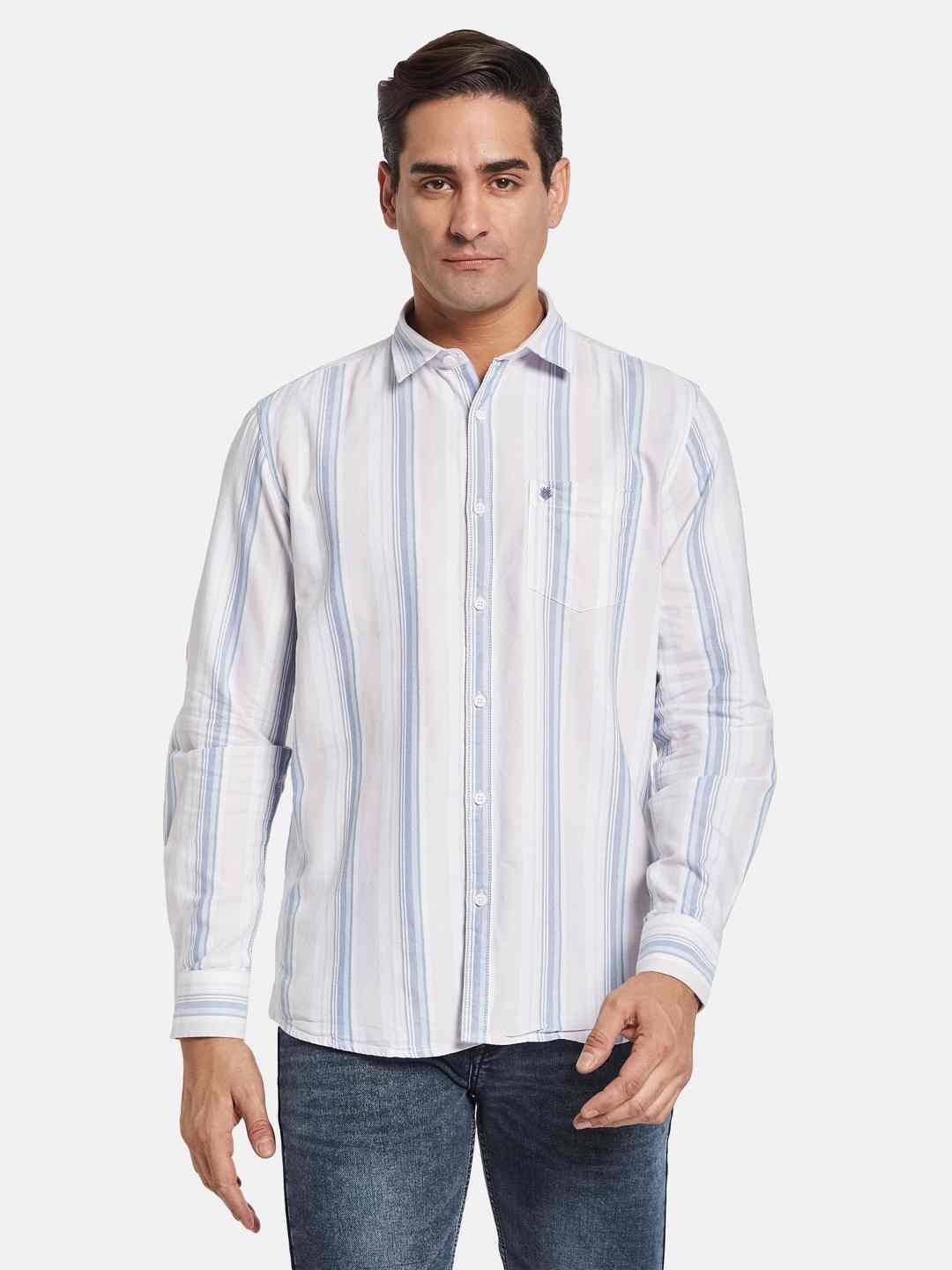 METTLE Men Multi Stripes Opaque Striped Casual Shirt