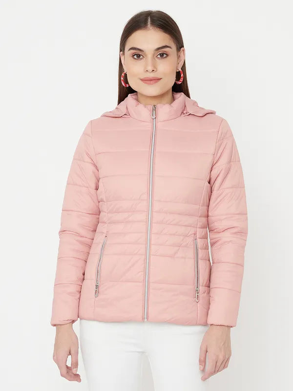 Mettle Women Pink Full Sleeve Puffer Jacket