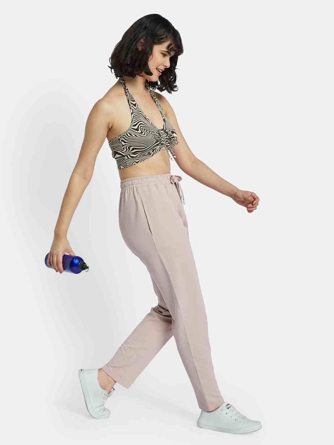 METTLE Women Textured Cotton Track Pants