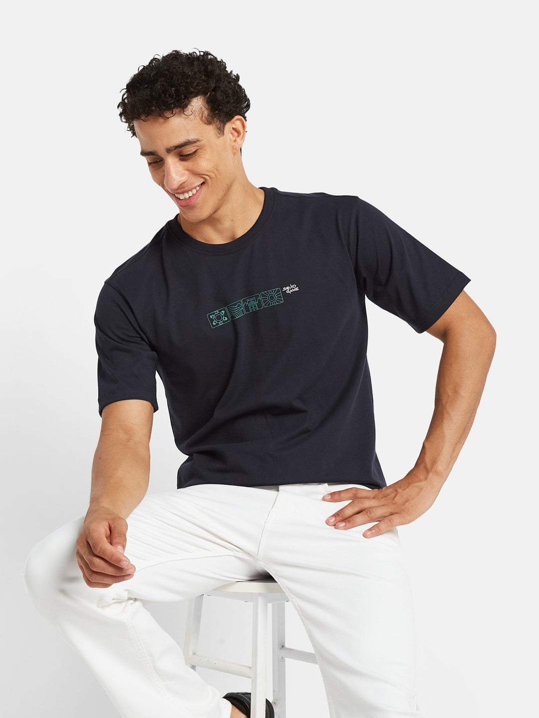 Octave Graphic Printed Short Sleeves Cotton T-shirt