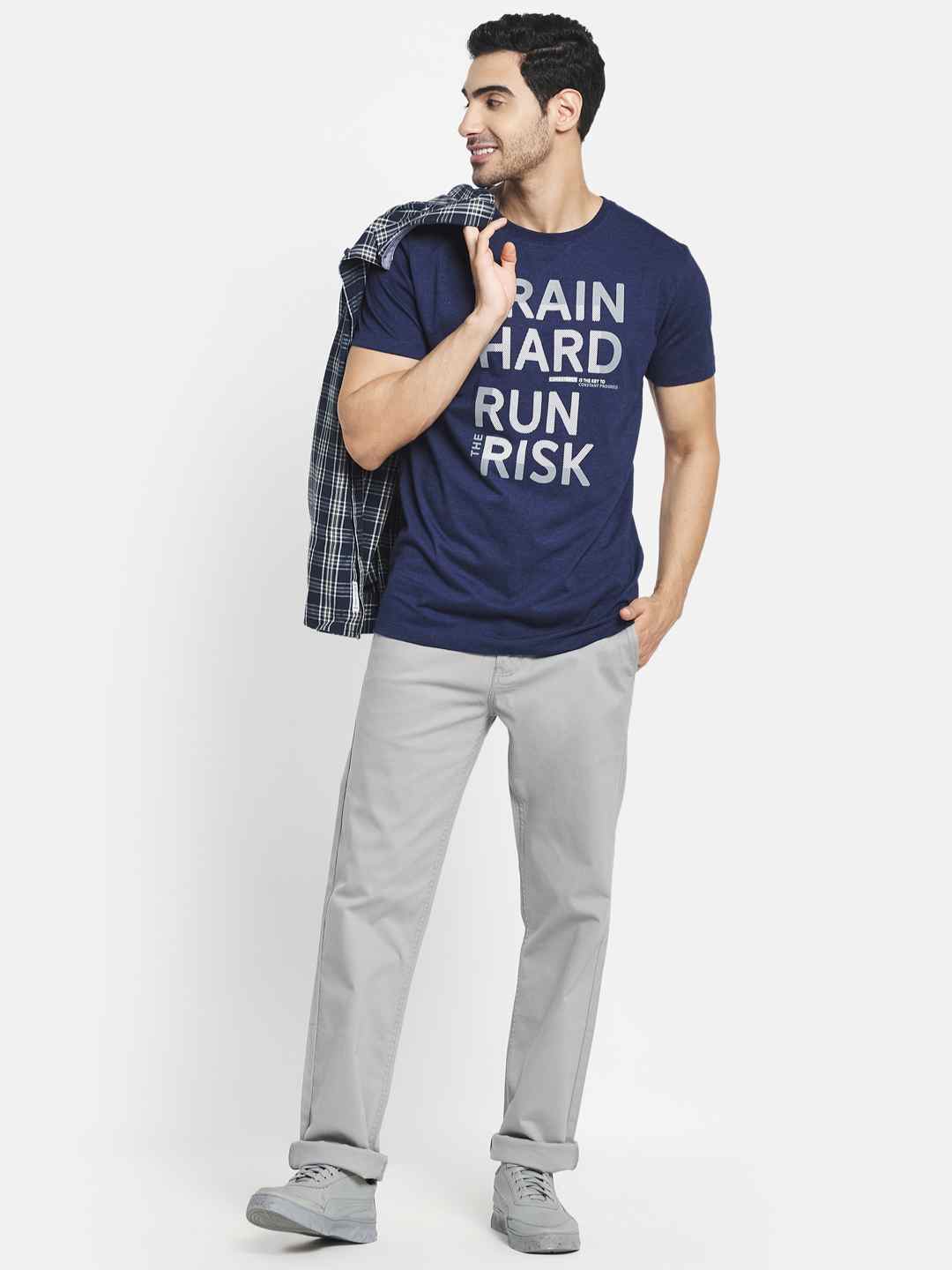 Octave Men Blue Typography Printed T-Shirt