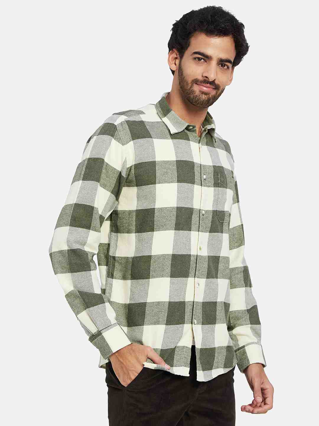 Mettle Gingham Checked Cotton Casual Shirt