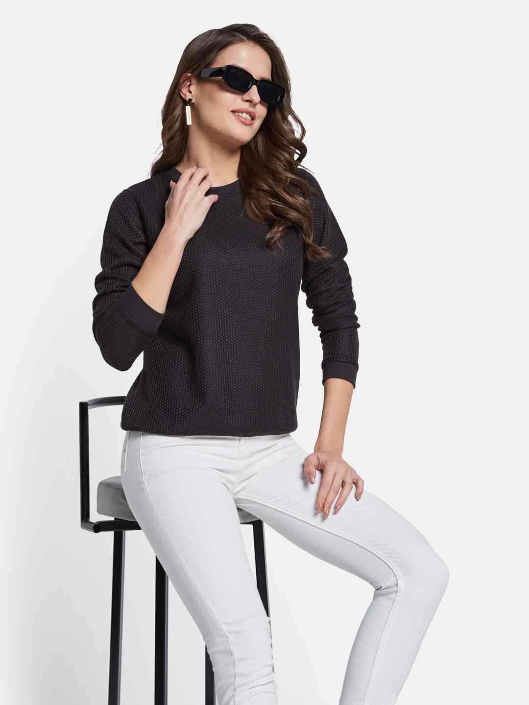 METTLE Women Round Neck Pullover Sweatshirt