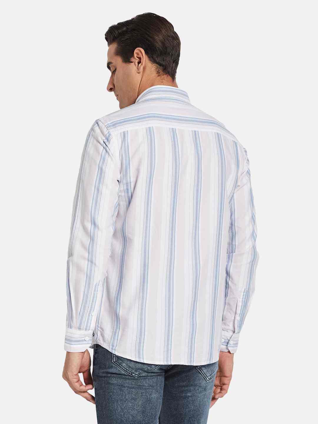 METTLE Men Multi Stripes Opaque Striped Casual Shirt