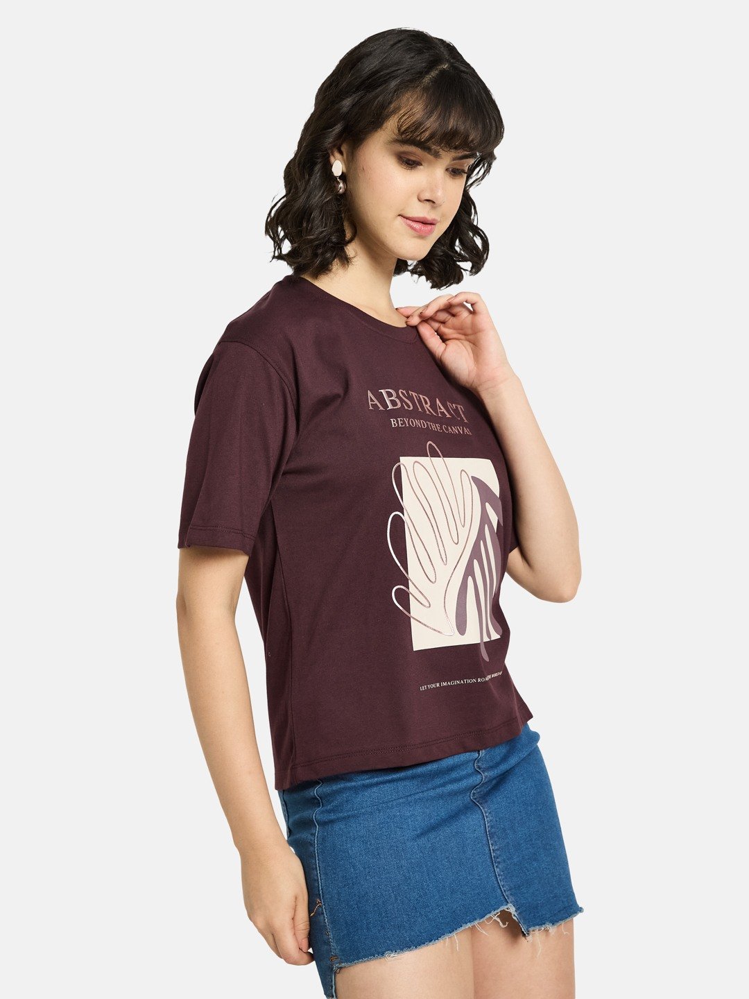 METTLE Women Graphic Printed Round Neck Cotton T-shirt