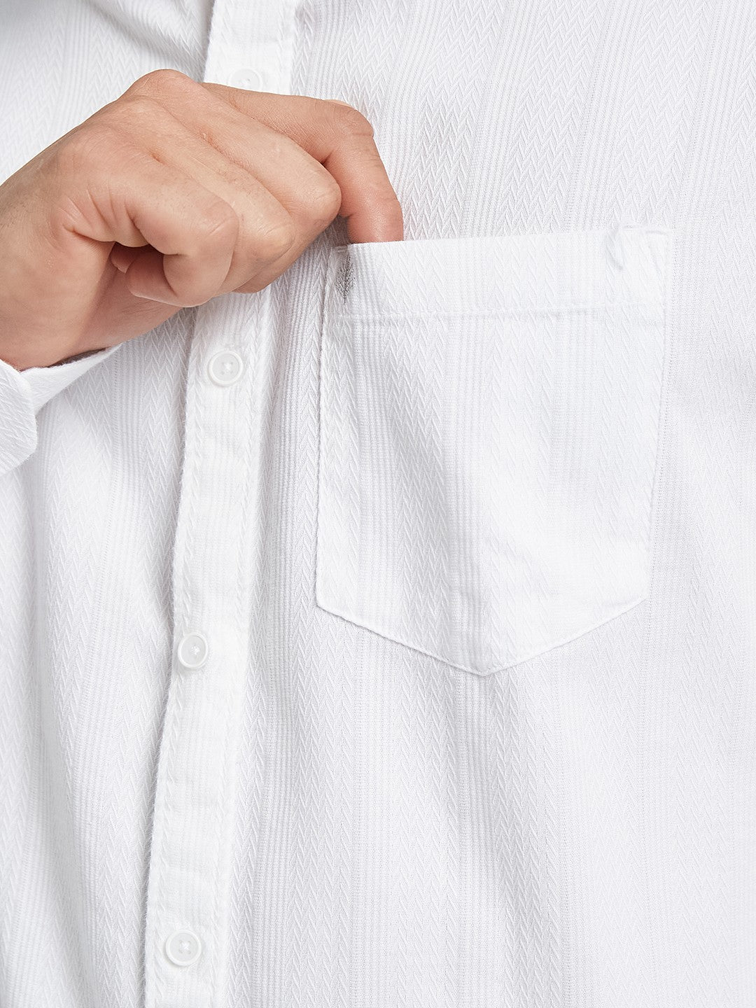 METTLE Men Textured Spread Collar Cotton Casual Shirt