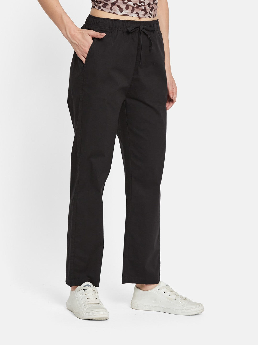 METTLE Women Cotton Mid Rise Track Pants
